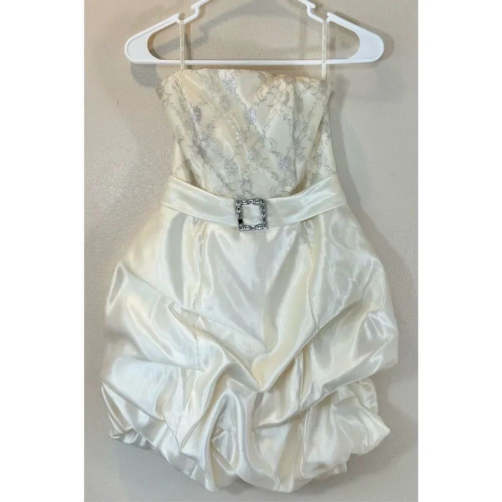 Vintage Gunne Sax Jessica McClintock Y2K 90's Cream Strapless Cocktail Dress 3US